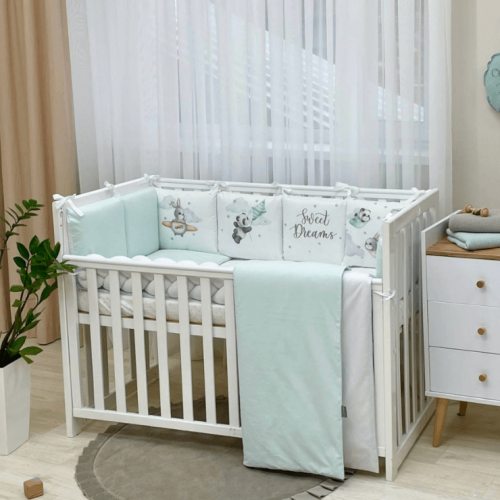 14-teiliges Baby Bettwäsche Set mit Umrandung 'Sweet Animals'