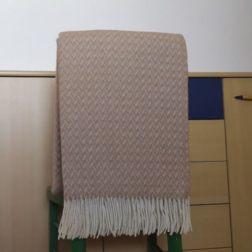  Beige 100% New Zealand Wool Throw Blanket — 140x200 cm (55″x79″), fig. 2 