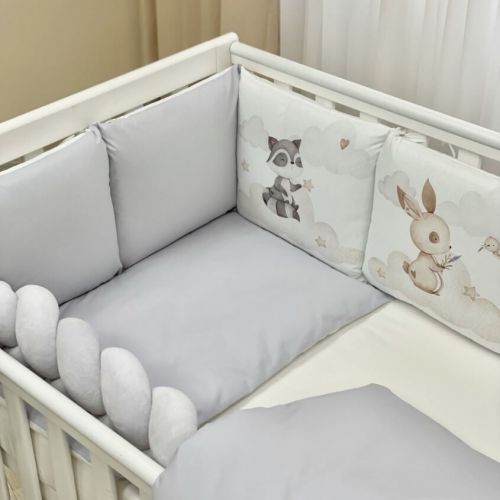 Babybettwäscheset mit Nestchen „Friends“ grau 14-tlg 100% Baumwolle, fig. 3 