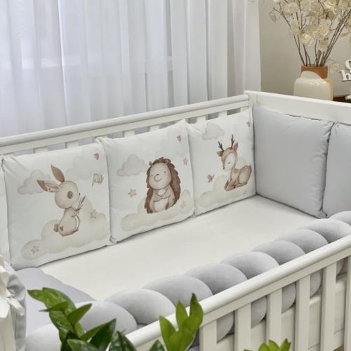  Babybettwäscheset mit Nestchen „Friends“ grau 14-tlg 100% Baumwolle, fig. 8 