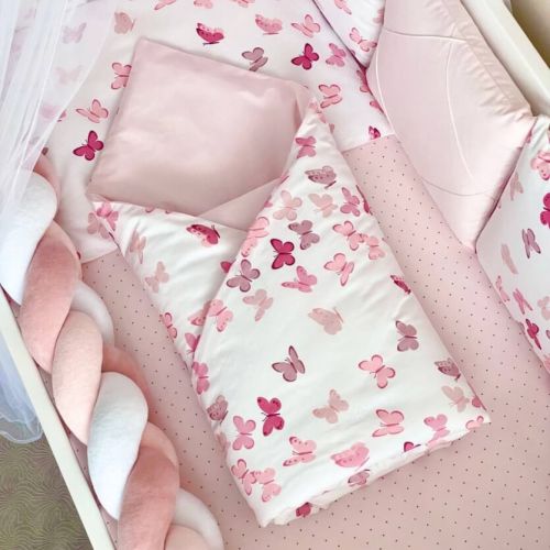  14-tlg Schmetterlinge Bettwäsche-Set für Babybett 60x120 für Mädchen Komplettset, fig. 9 