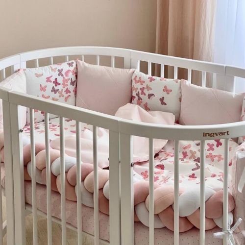  14-tlg Schmetterlinge Bettwäsche-Set für Babybett 60x120 für Mädchen Komplettset, fig. 10 