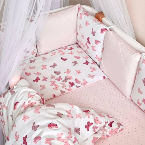  14-tlg Schmetterlinge Bettwäsche-Set für Babybett 60x120 für Mädchen Komplettset, fig. 3 