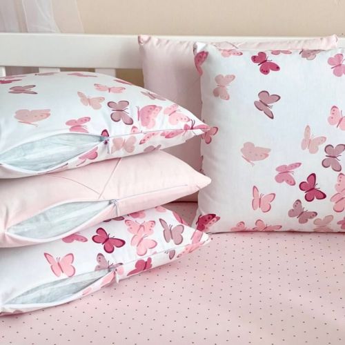  14-tlg Schmetterlinge Bettwäsche-Set für Babybett 60x120 für Mädchen Komplettset, fig. 7 