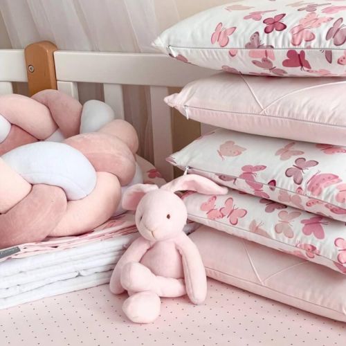  14-tlg Schmetterlinge Bettwäsche-Set für Babybett 60x120 für Mädchen Komplettset, fig. 8 