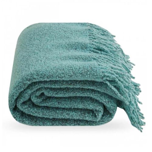  Plaid en bouclé, Couverture en laine de mouton vert menthe 140x200 cm, fig. 1 