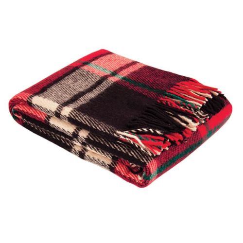  Red Tartan Wool Blanket 140x200cm, 100% New Zealand Sheep Wool, Warm Plaid Throw, fig. 1 