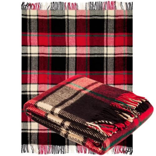  Red Tartan Wool Blanket 140x200cm, 100% New Zealand Sheep Wool, Warm Plaid Throw, fig. 3 