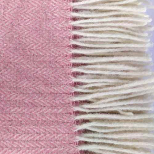  100% New Zealand Wool Throw Blanket – Pink, 140×200 cm (55″×79″) Herringbone, fig. 4 