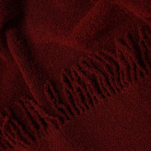  Dark Red Wool Throw Blanket with Fringe 55x79 in (140x200 cm) - Bouclé Throw, fig. 2 