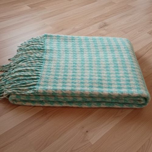  100% Merino Wool Throw Blanket - Teal & Cream Pattern, 140x200 cm (55x79 in), fig. 6 