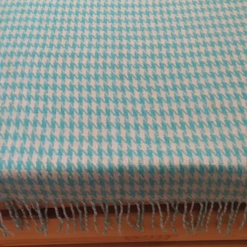  100% Merino Wool Throw Blanket - Teal & Cream Pattern, 140x200 cm (55x79 in), fig. 7 
