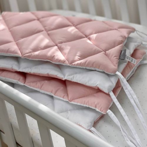  Complete Quilted Crib/Cot Bumper 60x120 for Girls, Pink/White, 100% Cotton, 360 cm, fig. 3 