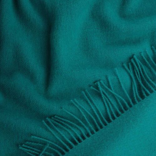  Plaid en laine vert émeraude – 100% laine pure, chaud et confortable avec franges, 140x200 cm, fig. 2 