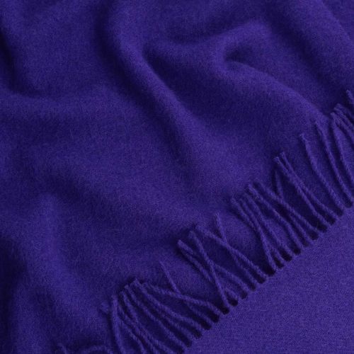  Dark Purple Wool Throw Blanket – 100% Pure Wool, Warm & Cozy Fringed Plaid, 140x200 cm (55" x 79"), fig. 1 