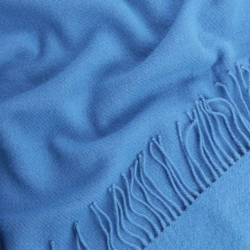  Hellblaue Wolldecke – 100% Wolle, warme Kuscheldecke mit Fransen, 140x200 cm, fig. 2 