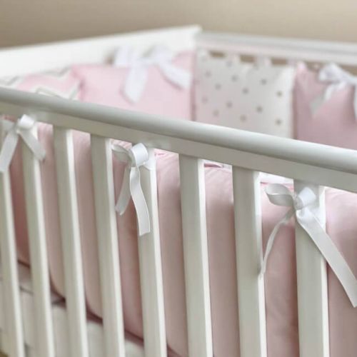  Babybett Komplettset SHINE Baby-Baumwoll-Bettwäsche-Set mit Bettumrandung-Kissen, Rosa 17-tlg, fig. 9 