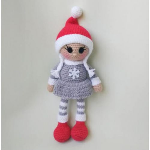 Handmade Knitted Doll gray dress